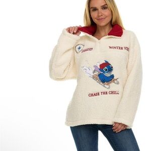 DISNEY STITCH Women's Winter Sherpa Sweater with Embroidery